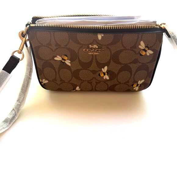 3424 COACH SIGNATURE NOLITA 19 BEE PRINT DESIGNER WALLET PURSE BAG - Picture 2 of 7